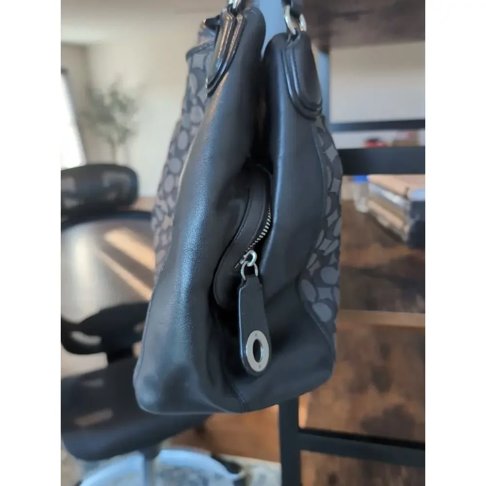 Coach Edie Shoulder Bag In Signature Black‎ Jacquard